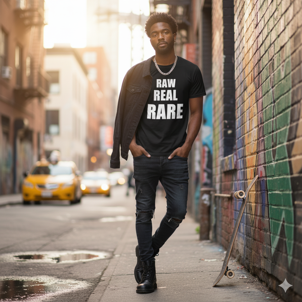 Man standing on a city street with a colorful wall and taxi in the background